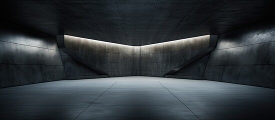 AI rendering of empty dark abstract concrete interior