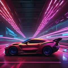 Obraz na płótnie Canvas 45 Portray a pixel art futuristic racing track with high-speed vehicles and neon lights5