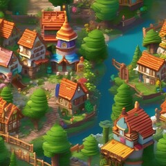 78 Design a pixel art fairy tale village with whimsical architecture and magical residents5