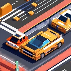 15 Design a pixel art retro car race with pixelated racers and cheering crowds2