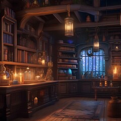35 Portray a pixel art magical laboratory with potions, books, and mysterious contraptions4