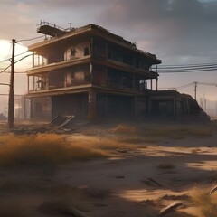 16 Portray a post-apocalyptic wasteland with pixel art survivors and ruined buildings3