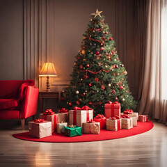 Fototapeta na wymiar クリスマスツリーとプレゼント