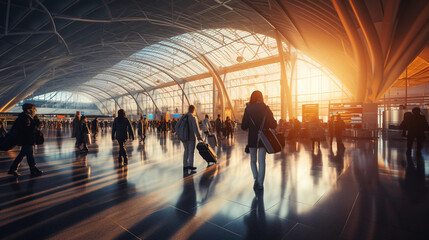 blurry picture of a busy airport