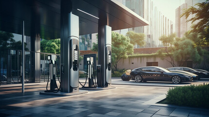 photo of a EV Charging place electric car concept