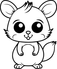 Raccoon vector illustration. Black and white outline Raccoon coloring book or page for children