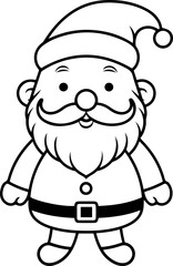 Christmas Santa Claus vector illustration. Black and white outline Christmas Santa Claus coloring book or page for children