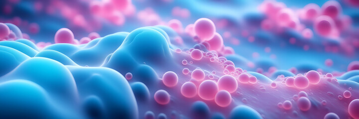 micro landscape of abstract bubbles and goop skin cells rejuvenation  - obrazy, fototapety, plakaty