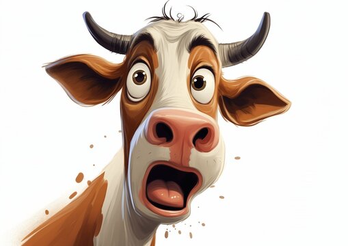 cartoon cow surprised look face illustration profile people panicking wide open mouth terror reduce duplicate concern