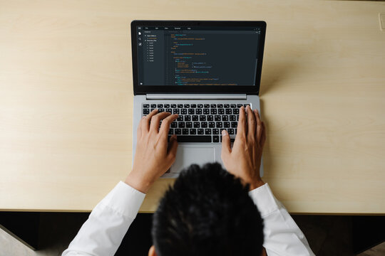 Software development programming on computer screen for modish application and program coding
