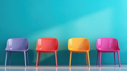 Row of colorful chair, business concept