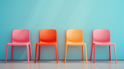 Row of colorful chair, business concept