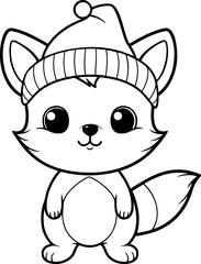 Squirrel vector illustration. Black and white outline Squirrel coloring book or page for children