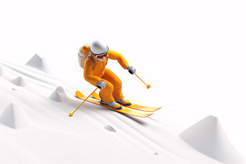 Winter solstice, outdoor skiing in winter snow to exercise extreme sports 3D concept illustration