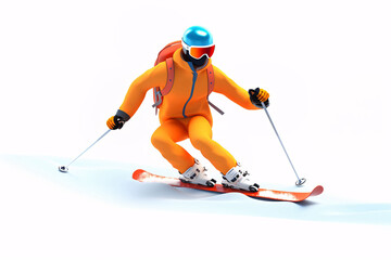 Winter solstice, outdoor skiing in winter snow to exercise extreme sports 3D concept illustration