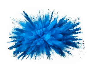 blue explosion of powder on a white background - obrazy, fototapety, plakaty