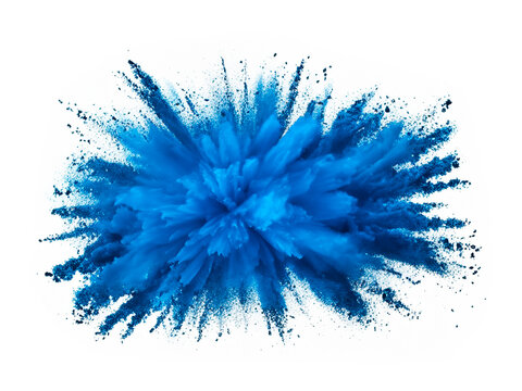 blue explosion of powder on a white background