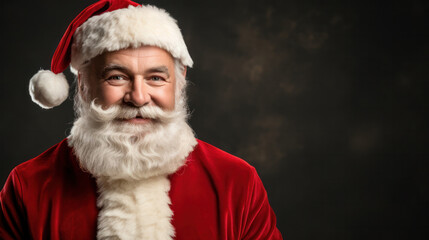 Happy Santa Claus background, Festive celebration, Copy space, Father Christmas. Generative AI