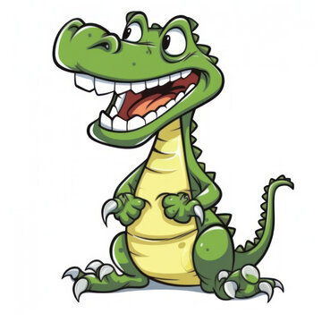  Sticker animated cartoon crocodile covering his
