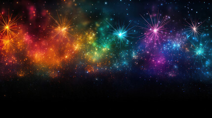 Fototapeta na wymiar Colorful Fireworks in the night sky background. Generative AI