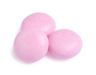 Tasty pink bubble gums isolated on white