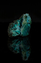 mineral piece collection malachite black background, mineralogical