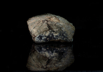 mineral piece silver natural black background