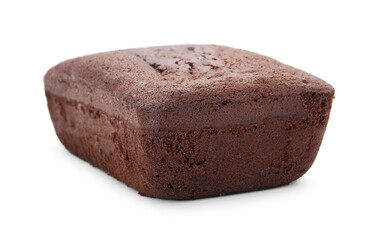 Delicious chocolate sponge cake isolated on white