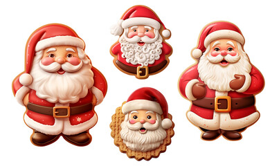 Tasty Santa Claus gingerbread Cookies for Cute Christmas Treats on isolated transparent PNG