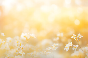 yellow background There are various blurred flowers. with beautiful bokeh