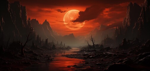 "Crimson Horizon: The Edge of a Dreamy Wilderness"