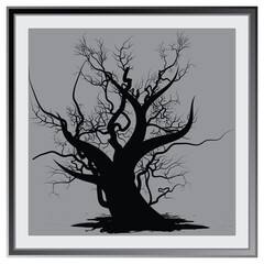 tree branch black silhouette vector isolated on grey