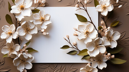 Frame mockup on a floral pattern background