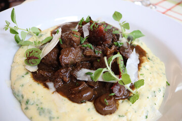 beef on mashed potato