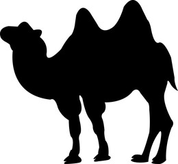 Camel Fill graphic icon. Camel black sign isolated on Transparent background. Camel symbol of desert. Camel desert brand logo design element. Camel Silhouettes Vector Illustration.