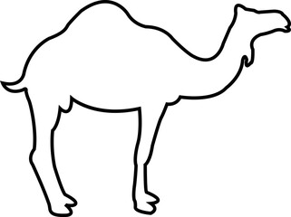 Camel Line graphic icon. Camel black sign isolated on Transparent background. Camel symbol of desert with editable stock. Camel desert brand logo design element. Camel Silhouettes Vector Illustration.