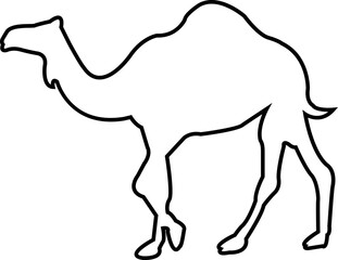 Camel Line graphic icon. Camel black sign isolated on Transparent background. Camel symbol of desert with editable stock. Camel desert brand logo design element. Camel Silhouettes Vector Illustration.