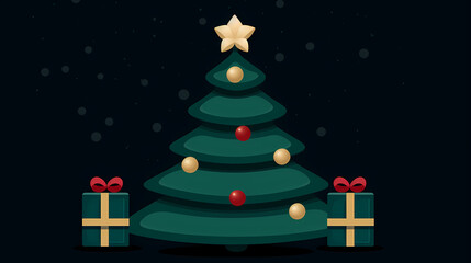 Obraz premium Yuletide Elegance: the Beauty a Xmas Tree
