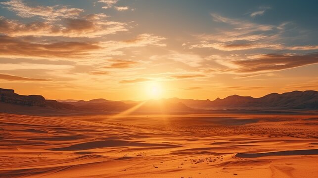 Amazing landscape view of the desert at sunset