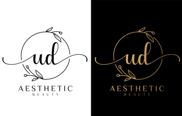 Letter U Beauty Logo with Flourish Ornament