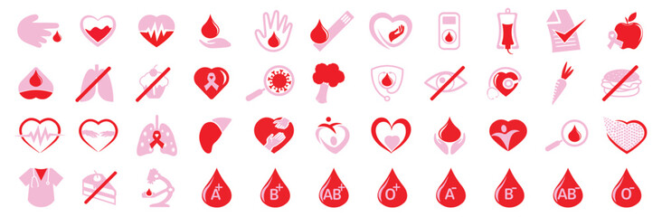 Diabetes icons set, collection of diabetic tools flat isolated vector design