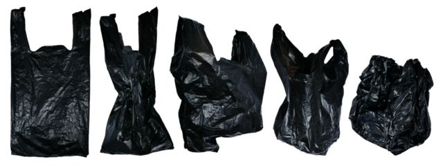 Set collection of black plastic bag in various shape cut out