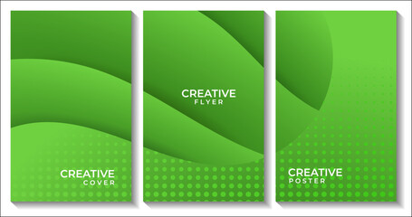 flyer design with abstract green curve modern background