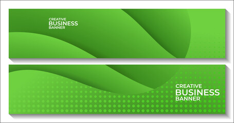 banner design with abstract green curve modern background