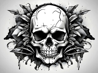 Vector illustration grunge skull for tattoo or tshirt design - Powered by Adobe
