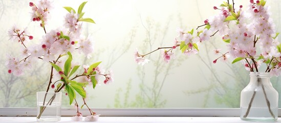 Spring brings blooming fruit peeking through windows