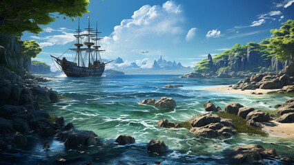 tropical island in the ocean