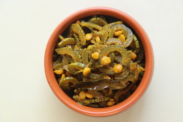 Padwal Bhaji, snack gourd fry with gram dal, Indian food