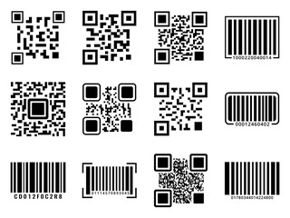 Qr code icon set. barcode, payment, scan, buy, price, shopping, tags, tag, sale, label, product, number, retail, shop, store, icons. Black solid icon collection. Vector illustration