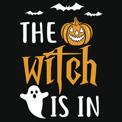 The witch is in halloween typography tshirt design